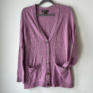 Eddie Bauer Cotton Dusty Pink V-Neck Women's Cardigan - Size Small